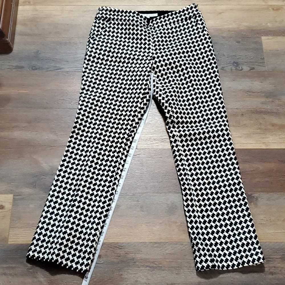 Trina turk cotton lined houndstooth black cream textured crop pants